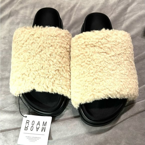 Roam NWT Fuzzy Platform Nudefaux Shearling Sz 37 - Picture 9 of 9